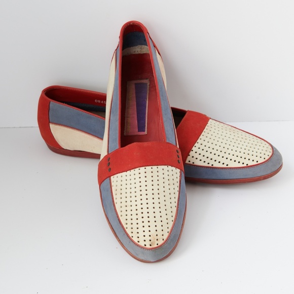 80s - SUSAN BENNIS - WARREN EDWARDS - Loafer - Men\'s - 10 - Multi Color - Suede